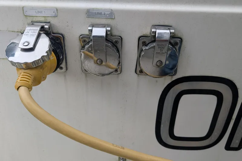 One Life Yacht Photos Pics Power and phone connections on a 2004 Meridian 341 boat.