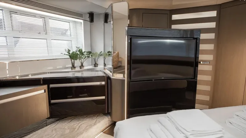  Yacht Photos Pics Luxurious interior of 2018 Azimut S7 yacht with modern decor and sleek design.