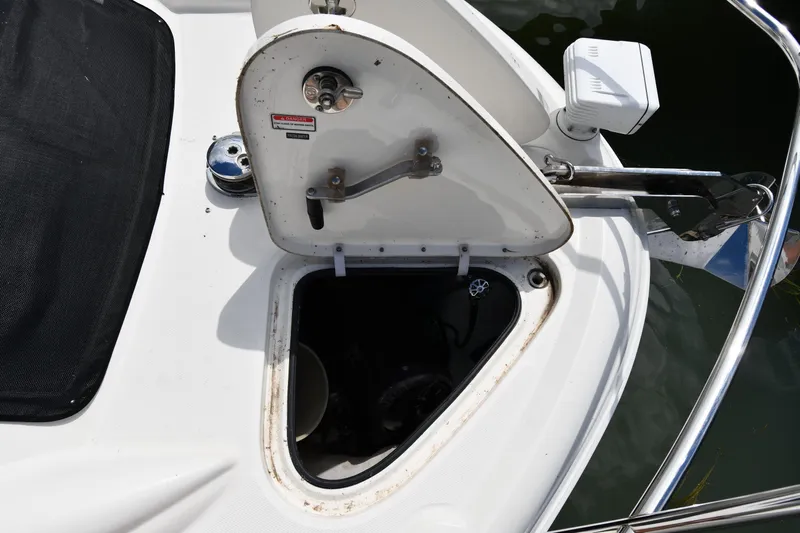 Seriously Yacht Photos Pics Open hatch on 2005 Sea Ray 390 Motor Yacht, showing anchor storage compartment.