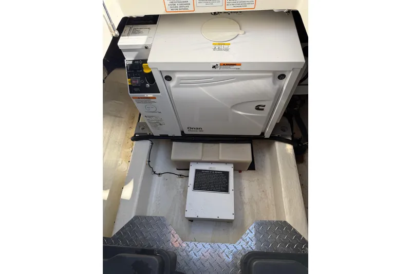 Pivot Yacht Photos Pics 2023 Back Cove 340 engine compartment with Onan generator.