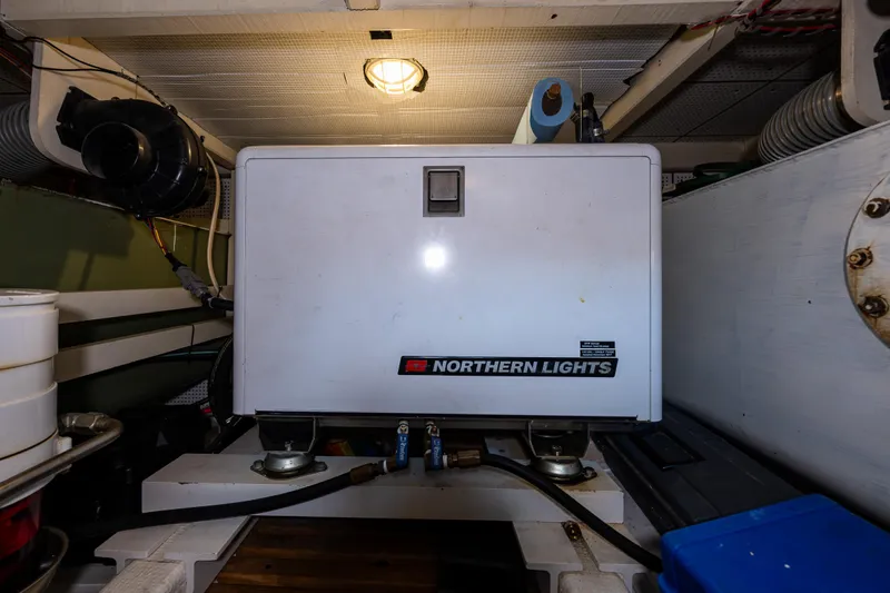 Skagit Song Yacht Photos Pics Engine room of 1984 Grand Banks 36 Sedan with Northern Lights generator.