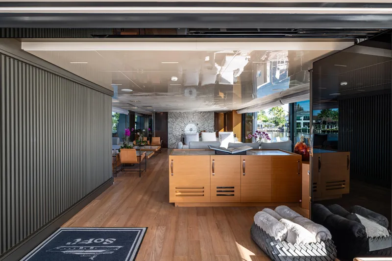 Sofi VI Yacht Photos Pics Luxurious interior of 2023 Sanlorenzo SL120A yacht with modern design and elegant furnishings.