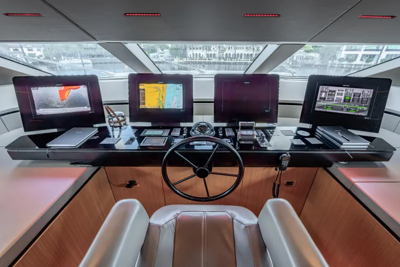 Sofi VI Yacht Photos Pics Control panel of 2023 Sanlorenzo SL120A yacht with advanced navigation systems.
