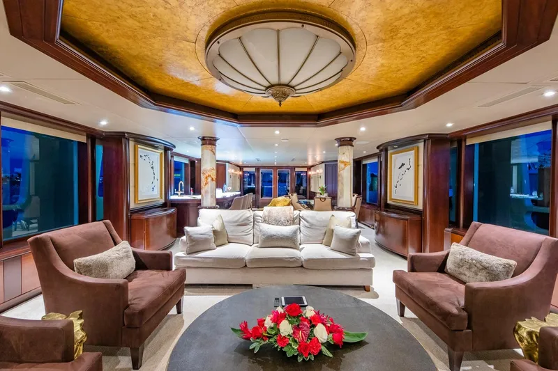 Starship Yacht Photos Pics Luxurious interior of 1986 Van Mill 144 Motor Yacht with elegant seating and decor.