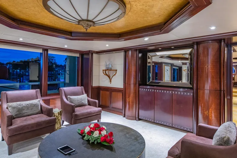 Starship Yacht Photos Pics Luxurious interior of 1986 Van Mill 144 Motor Yacht with elegant seating and decor.