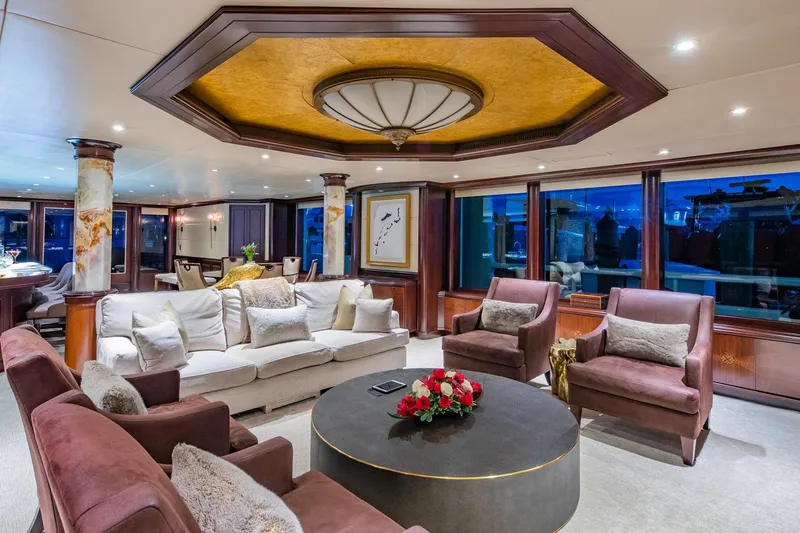 Starship Yacht Photos Pics Luxurious interior of 1986 Van Mill 144 Motor Yacht with elegant seating and decor.