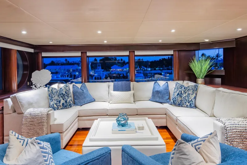 Starship Yacht Photos Pics Luxurious interior of 1986 Van Mill 144 Motor Yacht with elegant seating and decor.