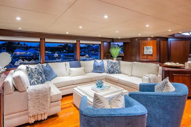 Starship Yacht Photos Pics Luxurious interior of 1986 Van Mill 144 Motor Yacht with elegant seating and decor.