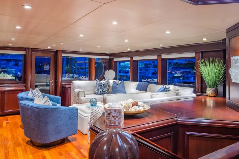 Starship Yacht Photos Pics Luxurious interior of 1986 Van Mill 144 Motor Yacht with elegant seating and decor.