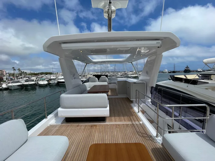 Melita Yacht Photos Pics Luxurious Azimut 60 Flybridge 2023 yacht with spacious deck and modern seating.
