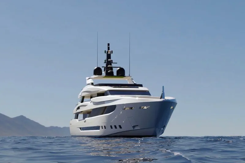  Yacht Photos Pics Luxury yacht Austal Doll 2007 on open sea, clear sky background.