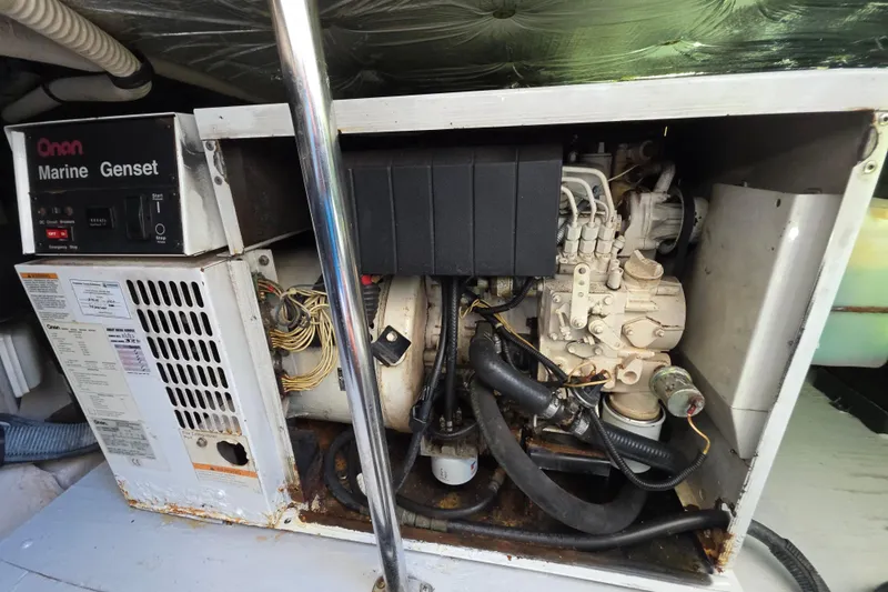 Megusta Yacht Photos Pics Onan Marine Genset in 2007 Sea Ray 44 Sedan Bridge engine compartment.