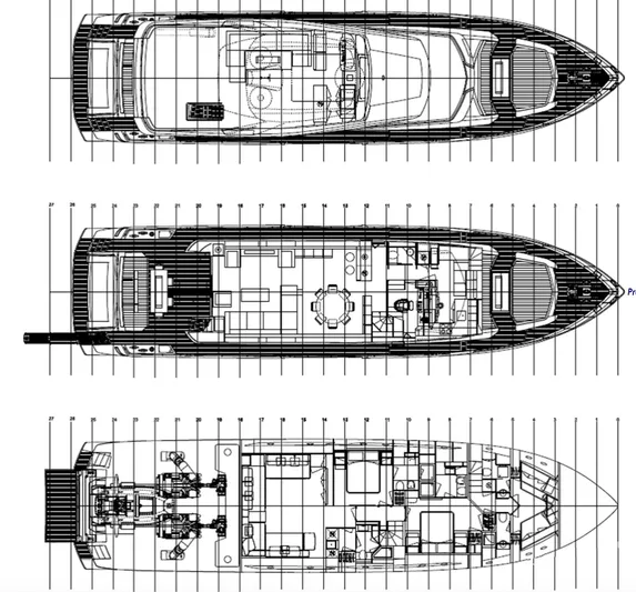 Yacht Photos Pics Blueprint of 2018 Ferretti Yachts 850, showcasing detailed deck layouts and design.
